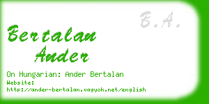 bertalan ander business card